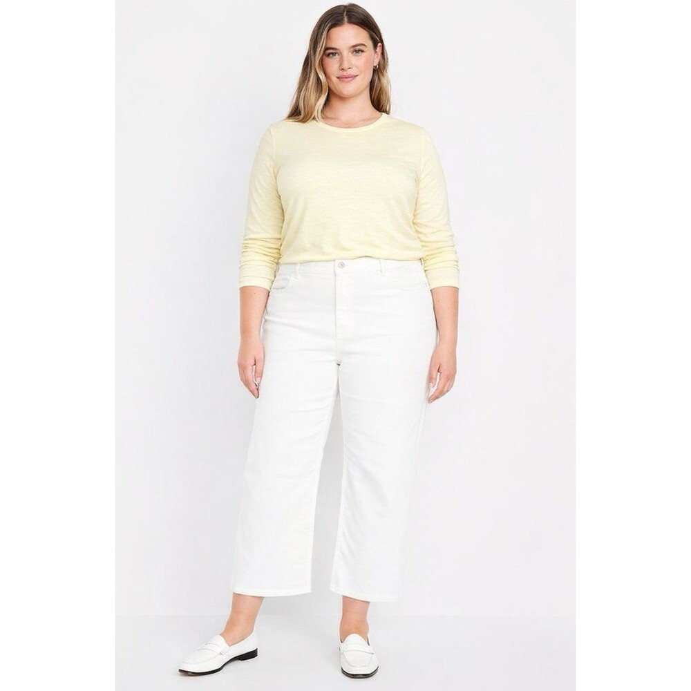 Old Navy WOW Wide Leg Jeans Women’s 24 Short White Cropped High Rise Minimalist